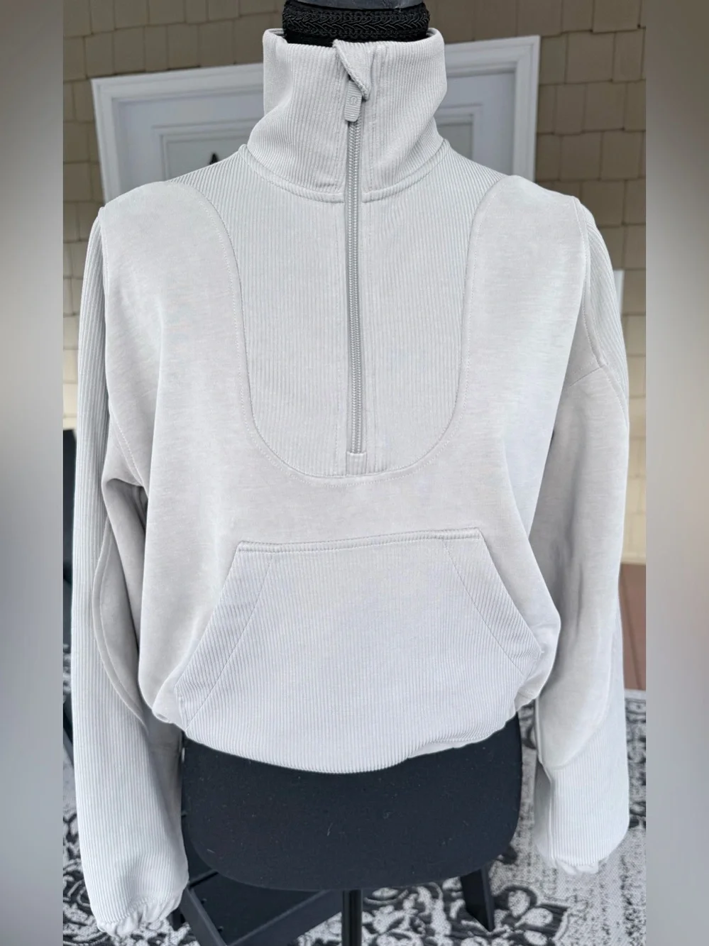 Lululemon Brushed Softstreme Ribbed Half Zip Riverstone Size 2